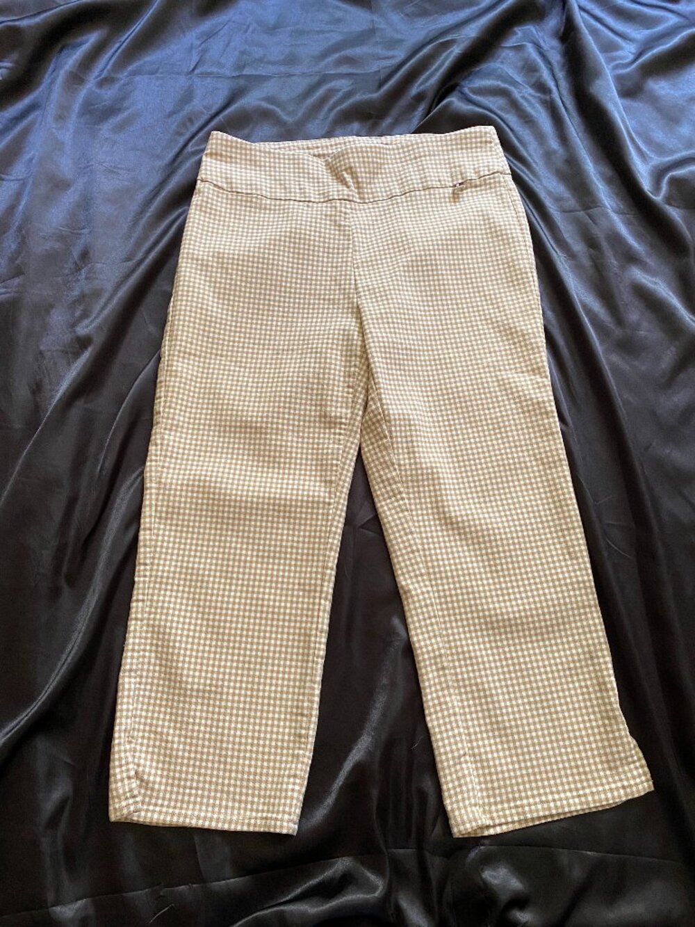 Vintage y2k Tan Gingham Checked Capri Pants Size 4 Coquette Summer Preppy